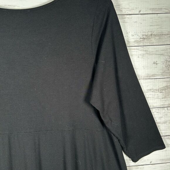 Joan Vass Long Black Tunic Top With Side Slits 1X - Picture 5 of 8